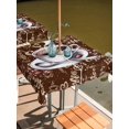 thumbnail image 2 of Square Outdoor Tablecloth with Umbrella Hole Coffee Outside Table Cloth Waterproof Patio Table Cover Vintage Art Pastoral Zipper Tablecloths for Picnic Party Camping 60x60 Inch, 2 of 8