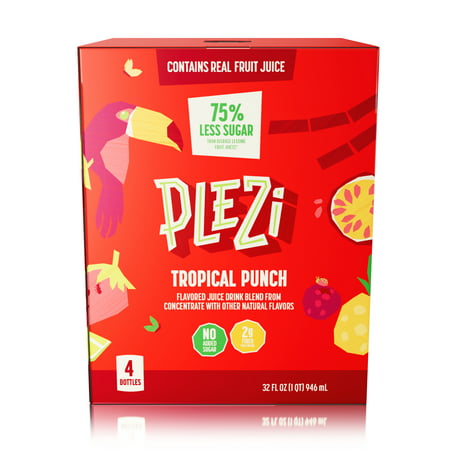 Plezi Juice Drink Tropical Punch 4pk