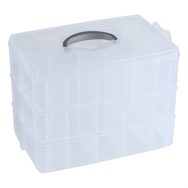WALFRONT Clear Plastic Jewelry Bead Storage Box Container Craft