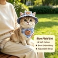 thumbnail image 2 of Small Pet Cat Costume Set, Cat Hat & Pet Triangular Scarf, Cat Outfit & Cat Clothes for 4-9 lb Pets, Birthday & Halloween, Blue, 2 of 8
