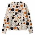 thumbnail image 3 of 2026 New Halloween Sweaters for Women Casual Knitted Cardigan Pullover Cute Pumpkin Graphic Fall Button Down Tops(White1,XXXXL), 3 of 4