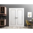 thumbnail image 3 of Sturdy Double Barn Door 84 x 80 inches | Sete 6933 Nebraska Grey with Frosted Glass | 14FT Rail Hangers Heavy Set | Solid Panel Interior Doors, 3 of 6
