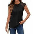 thumbnail image 2 of CHGBMOK Ladies Tops and Blouses Crew Neck Ribbed Fitted Shirt Basic Short Sleeves Summer T Shirt Tops L, 2 of 9