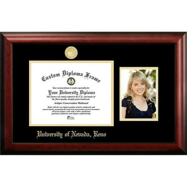 Campus Images NV998PGED-1185 8.5 x 11 in. University of Nevada Gold Embossed Diploma Satin Mahogany Frame with 5 x 7 in. Portrait