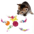 thumbnail image 2 of Furry pet cat toy mice, cat toy mice, pet cat toys, feather tail catcher, 10 count (colors random), 2 of 5