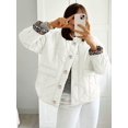 thumbnail image 6 of Women Quilted Jacket Oversized Leopard Lined Puffer Jacket Button Down Padded Coat Milky M, 6 of 9