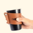 thumbnail image 4 of Titular de café,Portavasos de cuero Envolturas de manga de copa aisladas,Funda aislante de cuero PU reutilizable antideslizante,Portavasos resistente al calor para tazas de café y té, 4 of 8