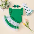 thumbnail image 5 of CUZIBR Baby Girl Winter Outfits Carnival Letter Print Romper Skirt Two Piece Set Ruffles Long Sleeve Jumpsuit Ruffled Tiered Skirts Casual Dress Wear Fall Winter Outfits,Green1,6-9 Months, 5 of 7