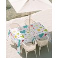 thumbnail image 2 of 60x120 Inch Outdoor Tablecloth with Umbrella Hole Zipper Rectangle Turquoise Hearts Rectangular Tablecloths Waterproof Modern Three-Leaves Colorful Polka Dots Patio Table Cloth Cover for Picnic, 2 of 8