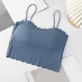 thumbnail image 2 of IWRICH Womens Scalloped Bulit Iin Self Bra Crop Tank Tops Spaghetti Strap Sleeveless Versatile Summer Going out Tee Shirts Blue One Size, 2 of 3