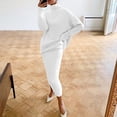 thumbnail image 2 of ShomPort Women's Two Piece Outfits Turtleneck Sweater Sets Long Sleeve Knit Pullover and Skirt Lounge Sets (White30), 2 of 6