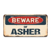 Beware of Asher Aluminum License Plate| License Plate 12" X 6" Fits Any Car, Truck, SUV, RV, or Trailer | Made in The USA