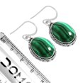 thumbnail image 3 of Natural Malachite Earring 925 Sterling Silver Handmade Jewelry, 3 of 5