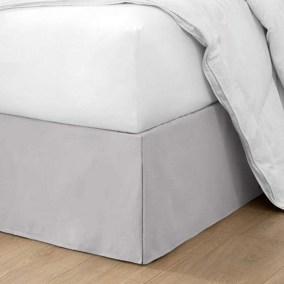 Pleated Bed Skirt Easy Fit 16" inch Drop | Microfiber Made | Decorative King Size Bedskirt | Light Grey