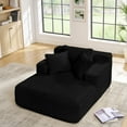 thumbnail image 2 of 63'' Oversized Chaise Lounge Chair Indoor, Corduroy Upholstered Sleeper Sofa Bed, Deep Seat Sleeper Couch, Cozy Reading Chairs for Living Room Bedroom Movie Room, Black, 2 of 9
