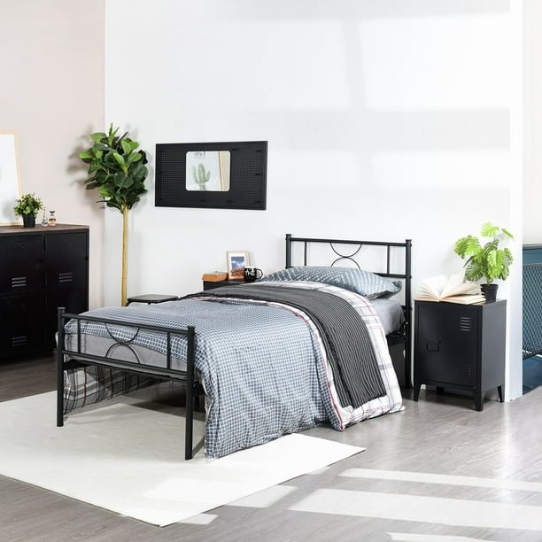Homy Casa Twin Size Metal Bed Frame With Headboard And Footboard Platform Bed Walmart Com Walmart Com