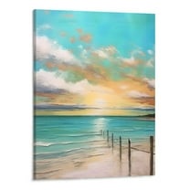 Shiartex Coastal Beach Painting Canvas Wall Art Picture 16x20in for Bedroom Living Room Home Decor 16x20in