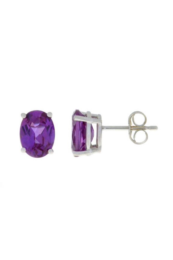 14Kt White Gold Alexandrite Oval Stud Earrings
