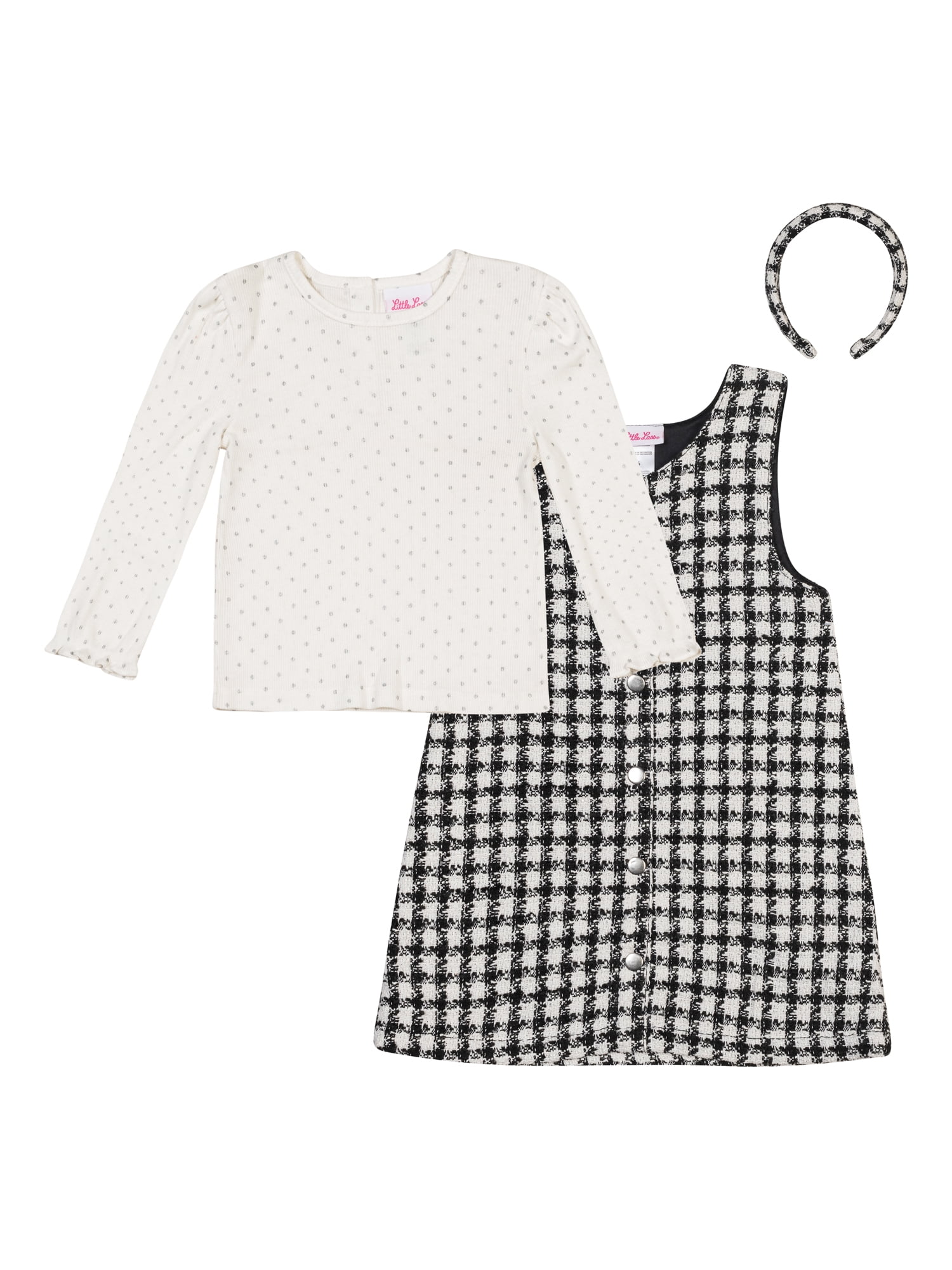 Little Lass Toddler Girls 2-Piece Jumper Set with Coordinating Headband, Sizes 2T-4T