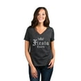 thumbnail image 2 of Fiesta Extra Women's Fashion Relaxed V-Neck T-Shirt Tee Charcoal Grey Small, 2 of 5