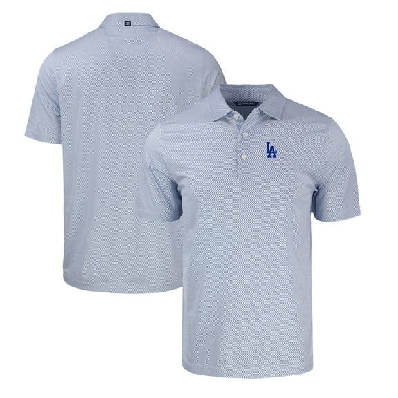 Men's Cutter & Buck Royal/White Los Angeles Dodgers Pike Eco Symmetry Print Stretch Recycled Polo