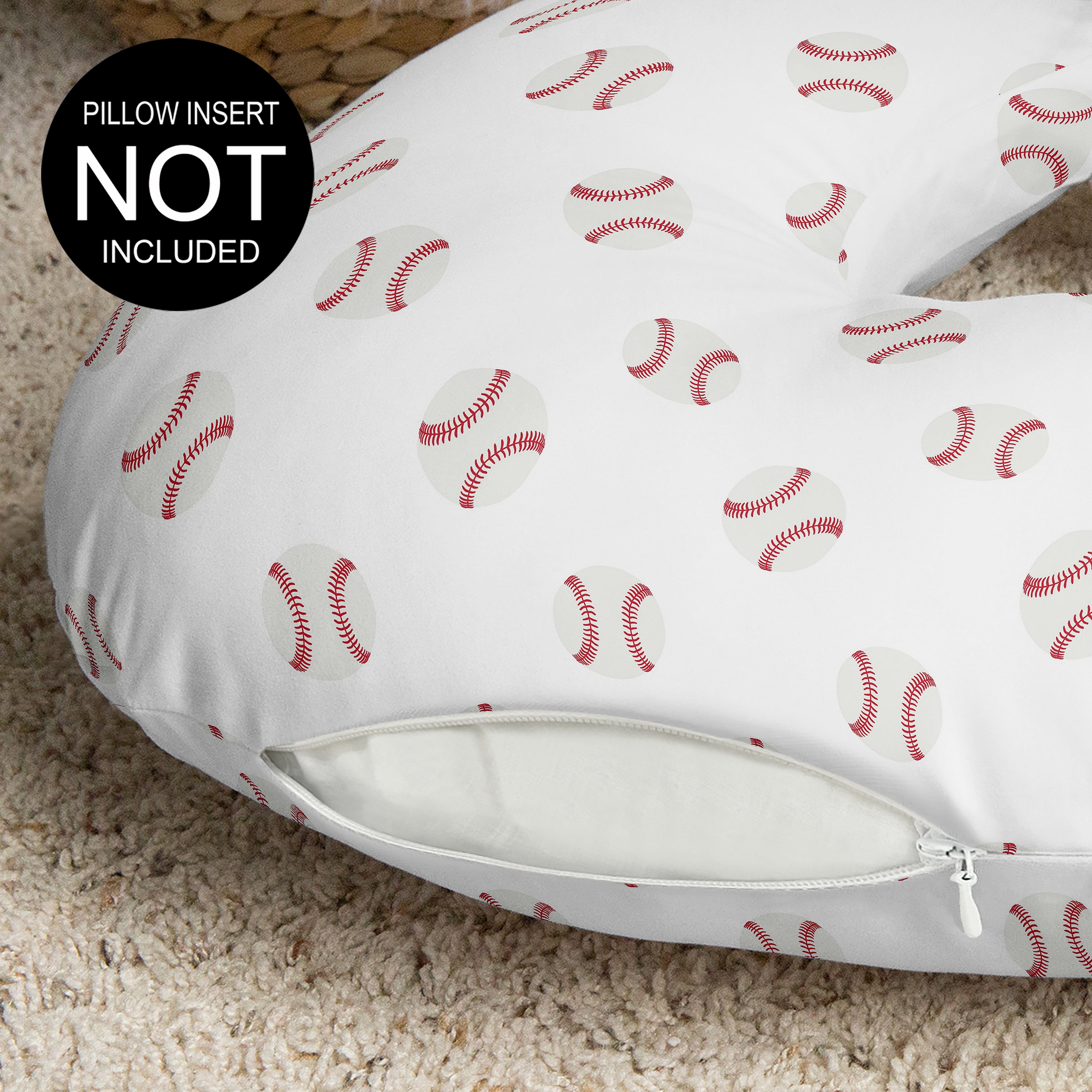 Sweet Jojo Designs Baseball Patch Red and White Nursing Pillow Cover Case (Pillow Not Included)