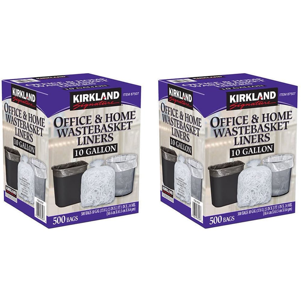 2 PACK KS Made in USA 10 Gallon Clear Wastebasket Liner Bags for