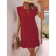 thumbnail image 5 of Vestidos de Verano para Mujer, Cuello Redondo, Corta, Dobladillo con Volantes, Vestido Mini Informal, Rojo XXL, 5 of 7