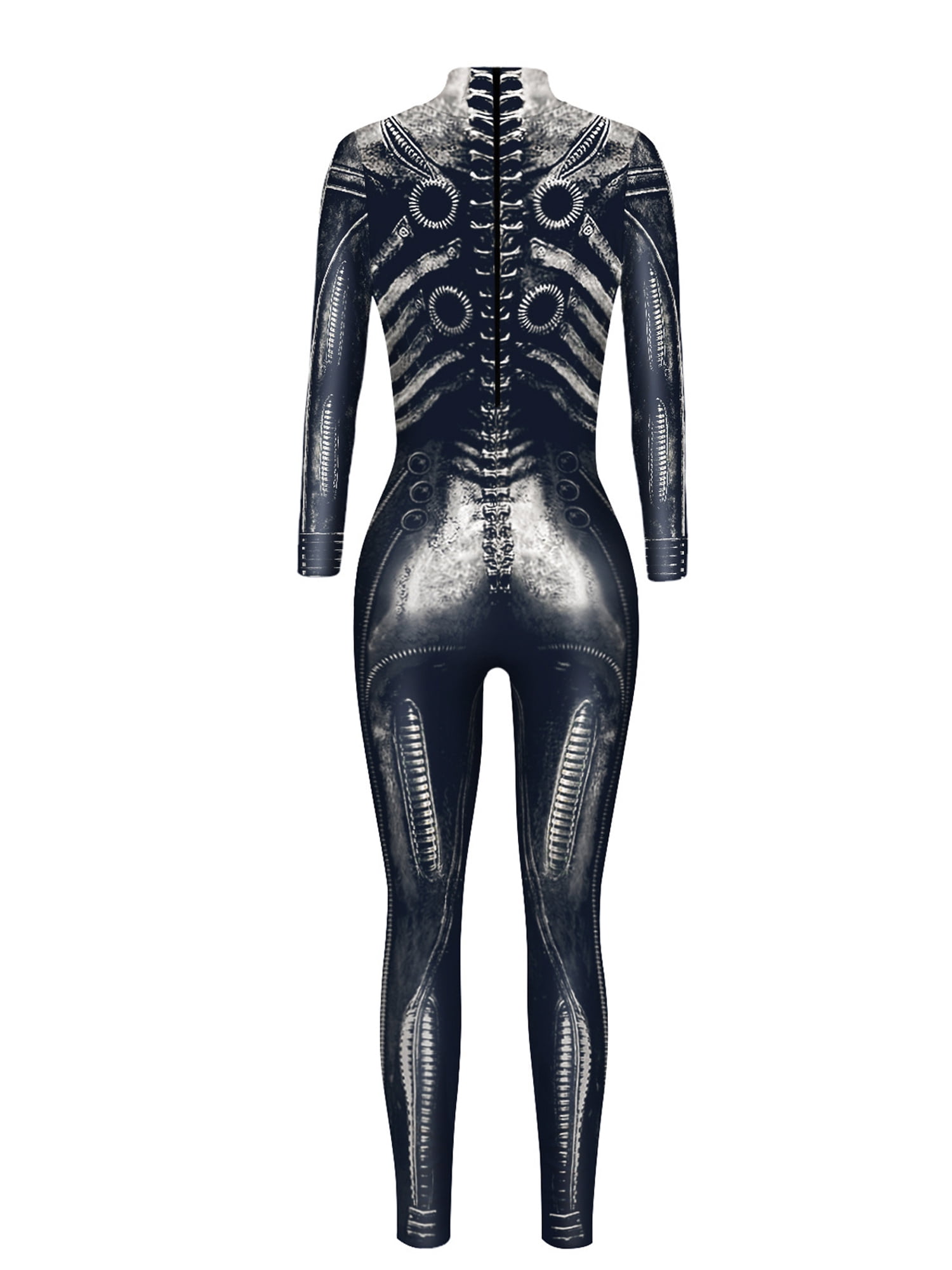 Kmbangi Women's 3D Printed Skeleton Jumpsuit for Masquerade, Halloween