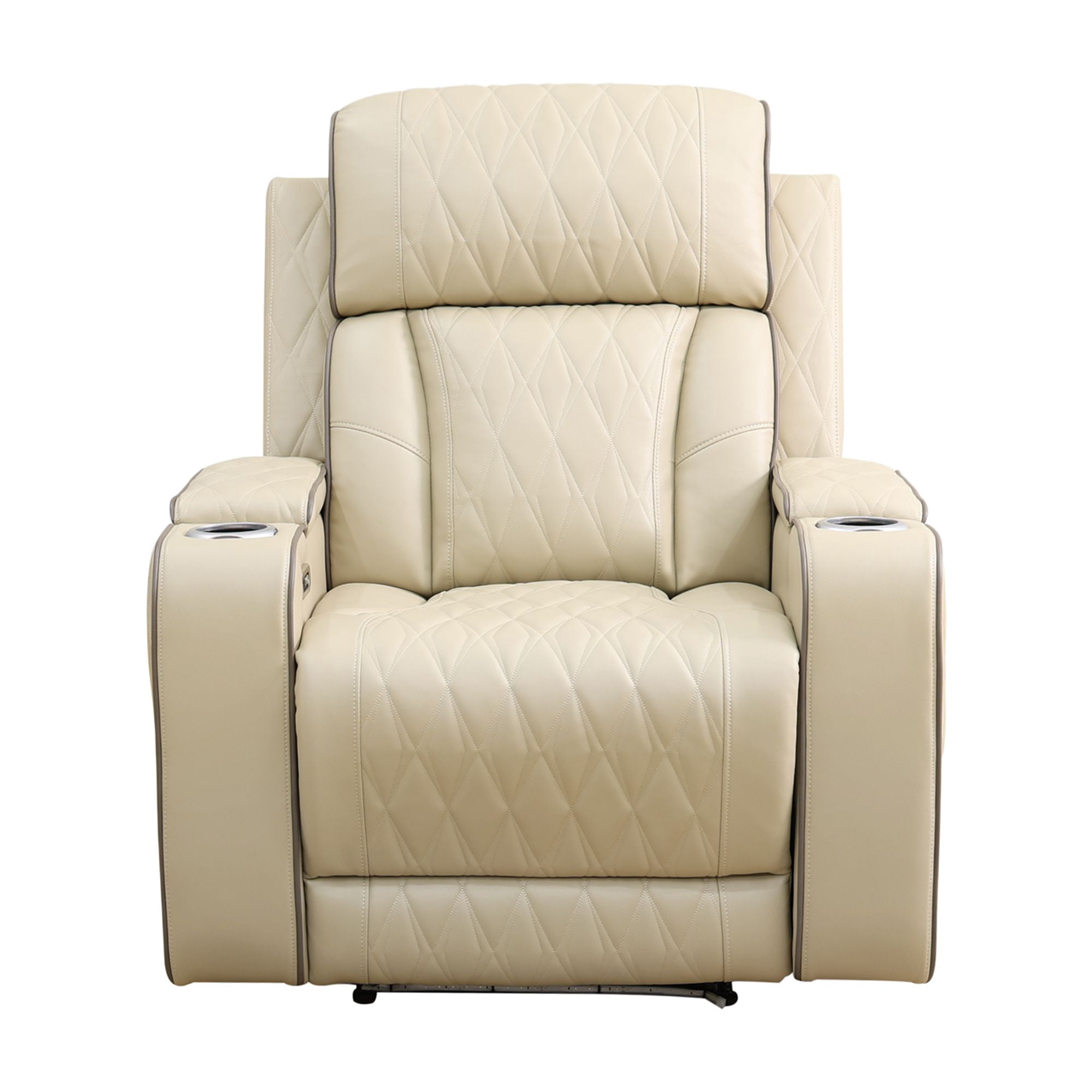 Recliner Chair with LED Lights, Living Room Furniture Breathing Power Leather Sofa with Storage Console/Cup Holders