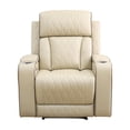 thumbnail image 3 of Recliner Chair with LED Lights, Living Room Furniture Breathing Power Leather Sofa with Storage Console/Cup Holders, 3 of 10