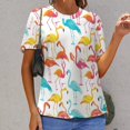 thumbnail image 6 of Flamingo Pattern T Shirts Basic T-Shirt Short Sleeve Ladies Tee Shirt Summer Graphic Clothing, 6 of 6