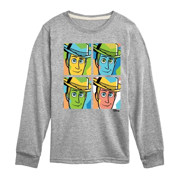 Toy Story - Woody Grid - Youth Boys Long Sleeve Graphic T-Shirt
