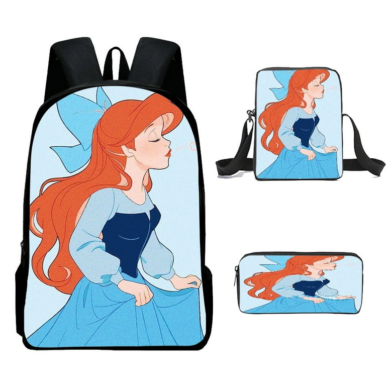 The Little Mermaid Kids Backpack Pretty Painting Cartoon Ariel Travel Bag with Crossbody Bag 3PCS for Boys and Girls for Dating and Travel Walmart