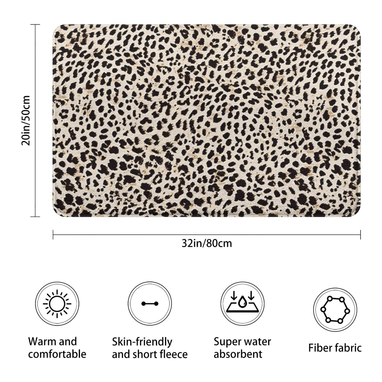 Black and Tan Leopard Print Bathroom Rugs Mat,Non Slip Microfiber Bathroom Rug,Rubber Backing,Soft Bathroom Mats for Bathroom Floor,Tub and Shower,20x32in(50x80cm)
