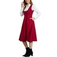 thumbnail image 4 of INSPIRE CHIC Vintage Pinafore Dress for Women's Lace Trim Button Overalls Midi Dress with Pockets XS Red, 4 of 6