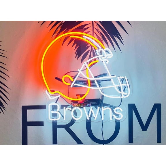 Queen Sense 16" For Clevelands Sports Team Browns Helmet Neon Sign Acrylic Man Cave Handmade Neon Light 120CBHA2
