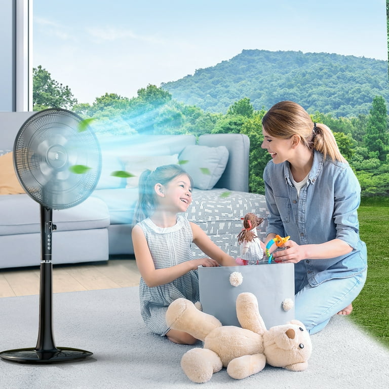TaoTronics スタンド型扇風機 ブラック Pedestal Fan, Oscillating Standing Fan with Remote Control, Quiet