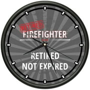 Retired Firefighter Design Wall Clock | Precision Quartz Movement | Retired Not Expired Funny Home Dcor | Home, Office or Bedroom Decoration Retirement Personalized Gift