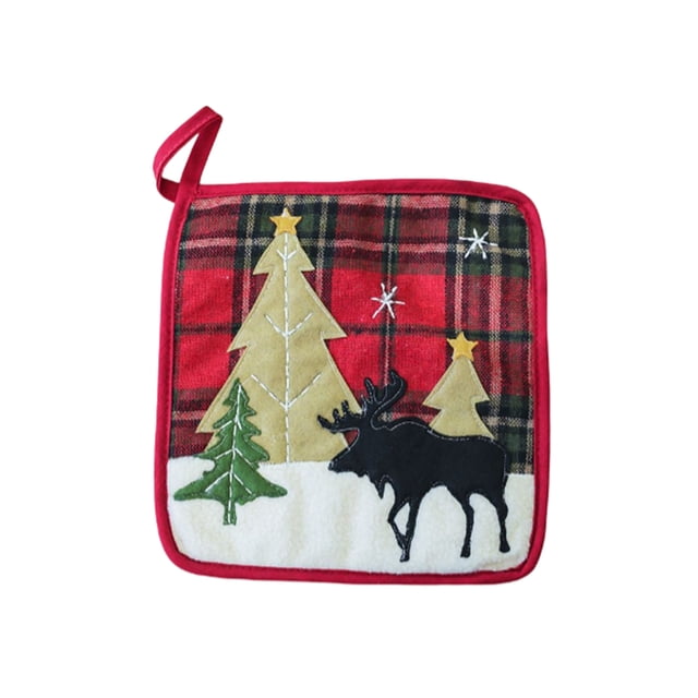 Moyic Mantel Individual de de Navidad, posavasos de copa europea, de barbacoa antiescaldado a cuadros, taza, tazón, almohadilla, Kits de decoración para fiestas Moyic HA070536-00