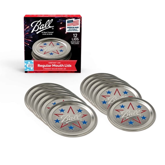 Ball Limited Edition Americana Mason Jar Lids, Regular Mouth Lids for Mason Jars, 12 Pack