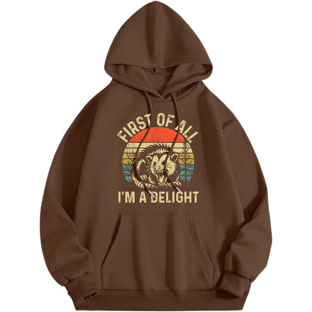 Pink Graphic Hoodie For Women 2024 Cute Preppy Sweatshirt Long Sleeve Drawstring Pullover Tops With Pockets