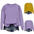 thumbnail image 2 of Fengactive Women's Casual Crew Neck Sweatshirts Raglan Long Sleeve Solid Tunic Tops Loose Pullovers, 2 of 6