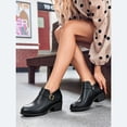 thumbnail image 2 of Ecetana Women's Chunky Low Heel Ankle Boots Round Toe Leather Western Short Booties with Side Zipper, 2 of 7