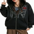 thumbnail image 3 of Men Women Zip Hoodies Skeleton Long Sleeve Over Face Sweatshirts, 3 of 9