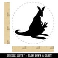 thumbnail image 2 of Mother Kangaroo with Baby Joey in Pouch Silhouette Self-Inking Rubber Stamp Ink Stamper - Black Ink - Small 3/4 Inch, 2 of 7