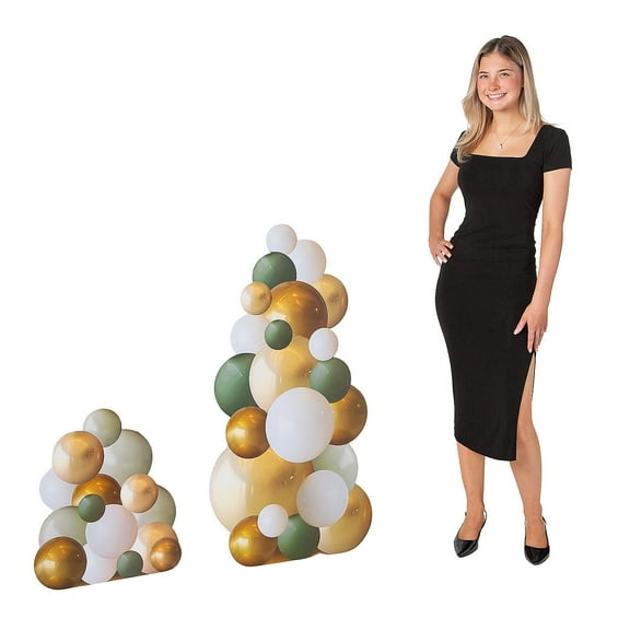 22" – 44" Gold, Green & White Balloon Arch Cardboard Cutout Stand-Ups - 2 Pieces