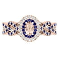 thumbnail image 2 of Dazzlingrock Collection 6X4mm Oval Morganite with Round Blue Sapphire & White Diamond Interweaving Double Halo Wedding Ring for Women in 10K Rose Gold, Size 7.5, 2 of 6