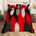 thumbnail image 2 of Erosebridal Housse de Couette Moderne Abstraite Simple, Literie Art Aquarelle Taille Simple, Rouge Noir, Réversible 2 Pcs (Sans Couette), 2 of 7