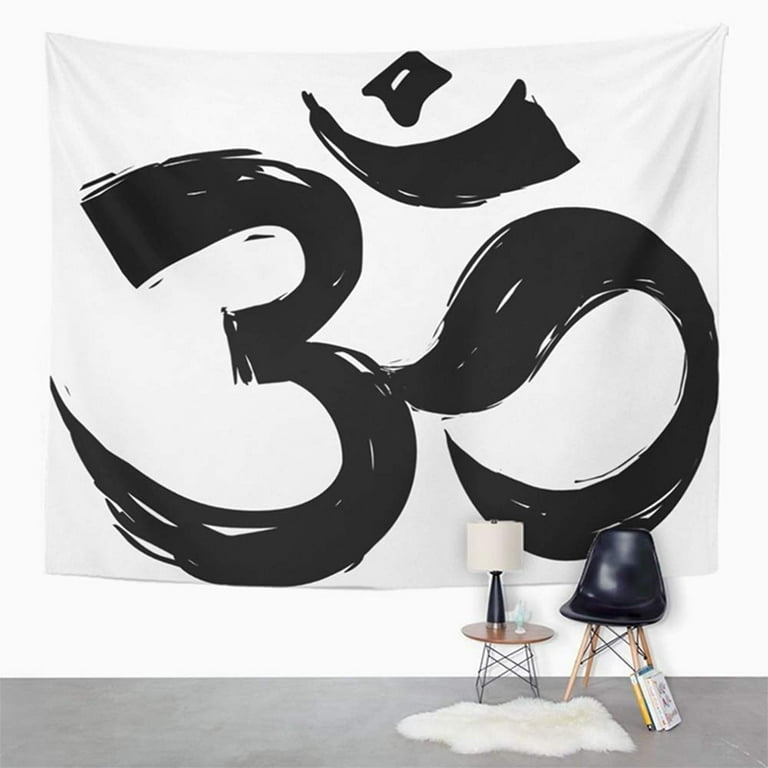 REFRED Ohm Om Sign Symbol Zen Aum Abstract Wall Art Hanging Tapestry Home Decor for Living Room Bedroom Dorm 51x60 inch Walmart